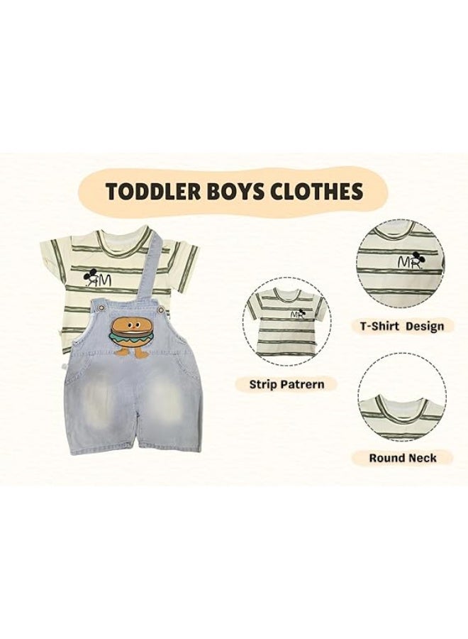MINIIMODZ : MINII MODZ Burger Buddy Overalls Set - Boys Party Dress, Casual & Festival Wear, Ethnic Set, Overalls Set with Burger Buddy - Image 3
